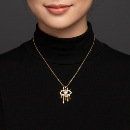 Evil Eye Heart Drop Necklace