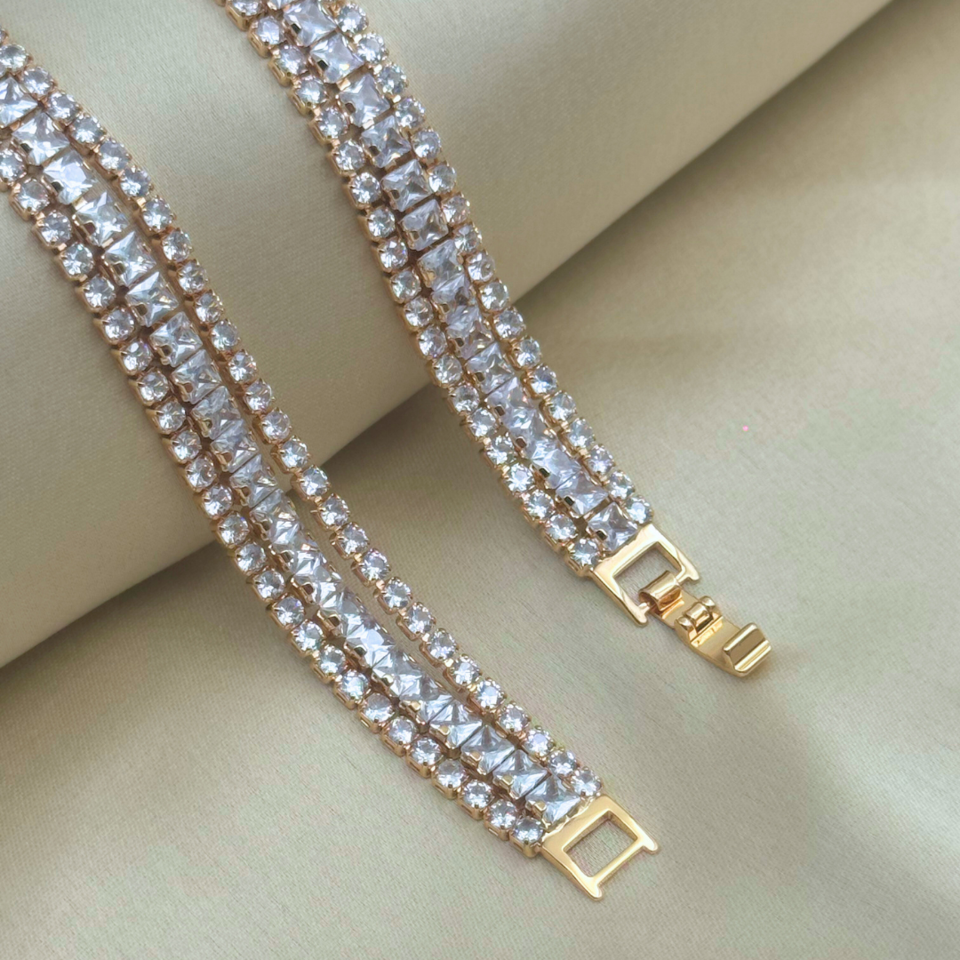 3-Row Crystal Tennis Bracelet