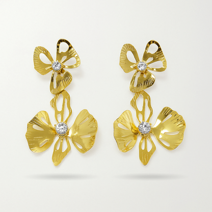 Floral Bloom Statement Drop Earrings