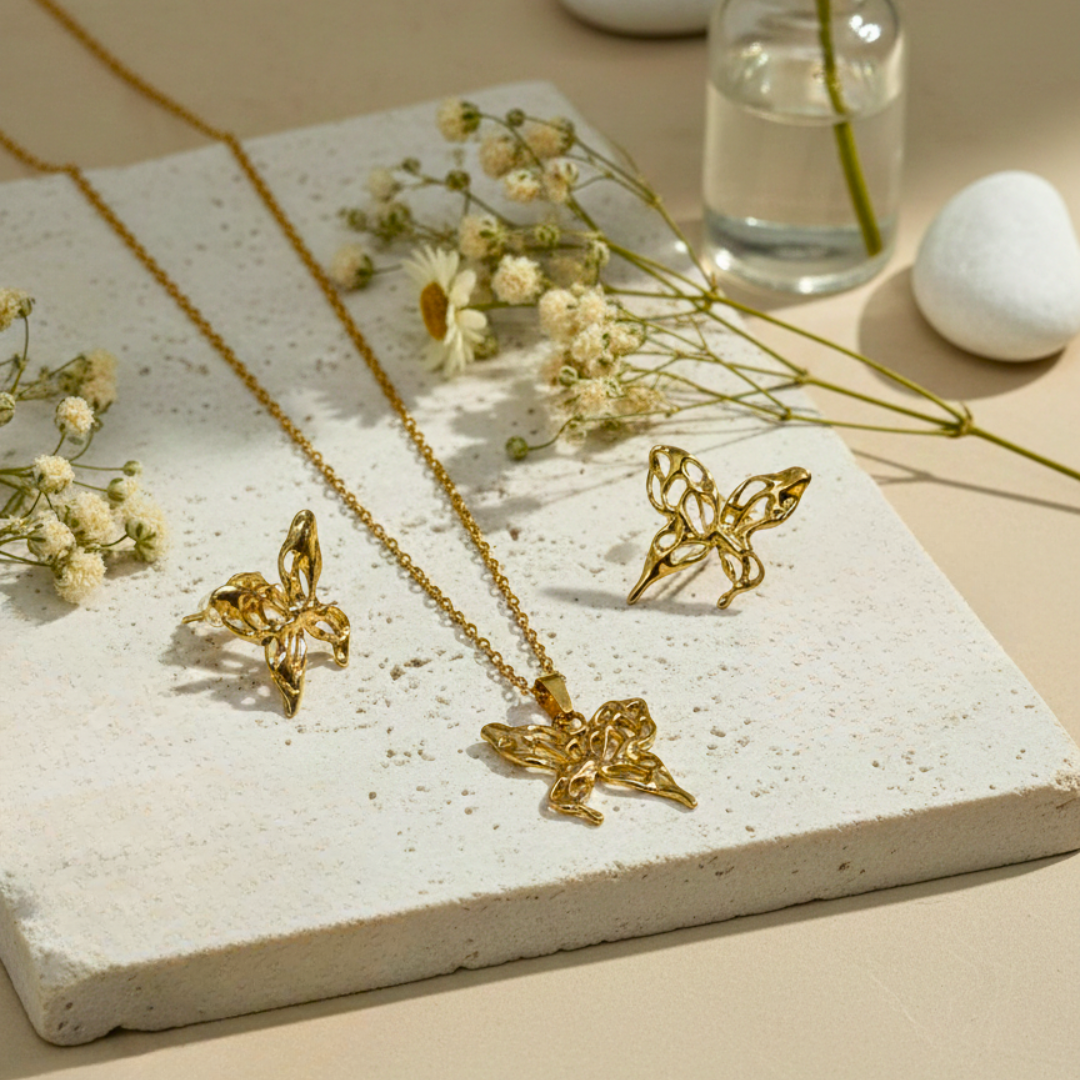 Flutter Muse Necklace & Stud Earrings Set