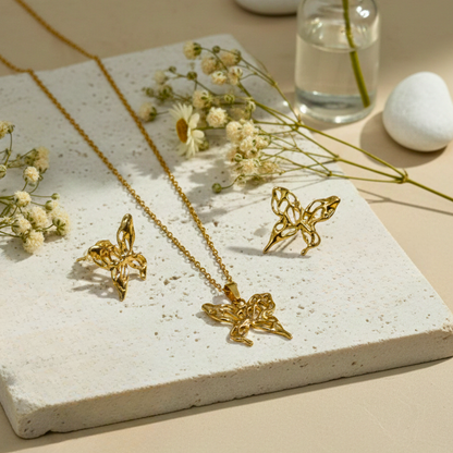 Flutter Muse Necklace & Stud Earrings Set