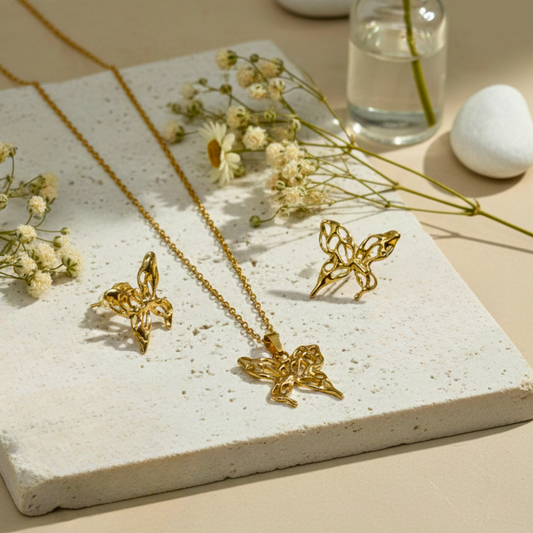 Flutter Muse Necklace & Stud Earrings Set
