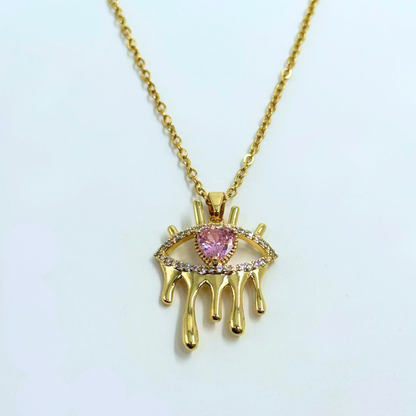 Evil Eye Heart Drop Necklace