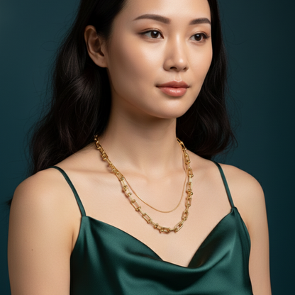 Auric Link Statement Necklace – Demi-Fine Gold Chain