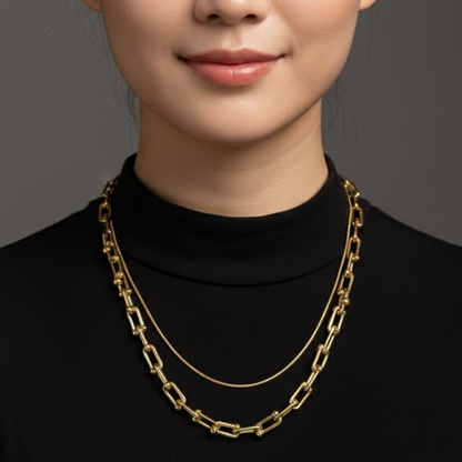 Auric Link Statement Necklace – Demi-Fine Gold Chain
