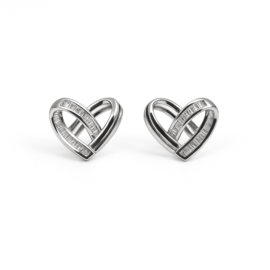 Gold Heart Lattice Earrings