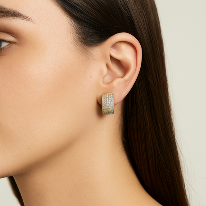 Gold Pave Hoop Earrings