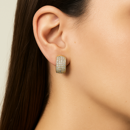 Gold Pave Hoop Earrings