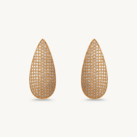 Gold Teardrop Pave Earrings