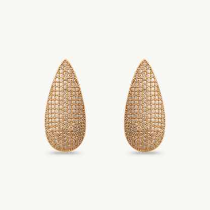 Gold Teardrop Pave Earrings