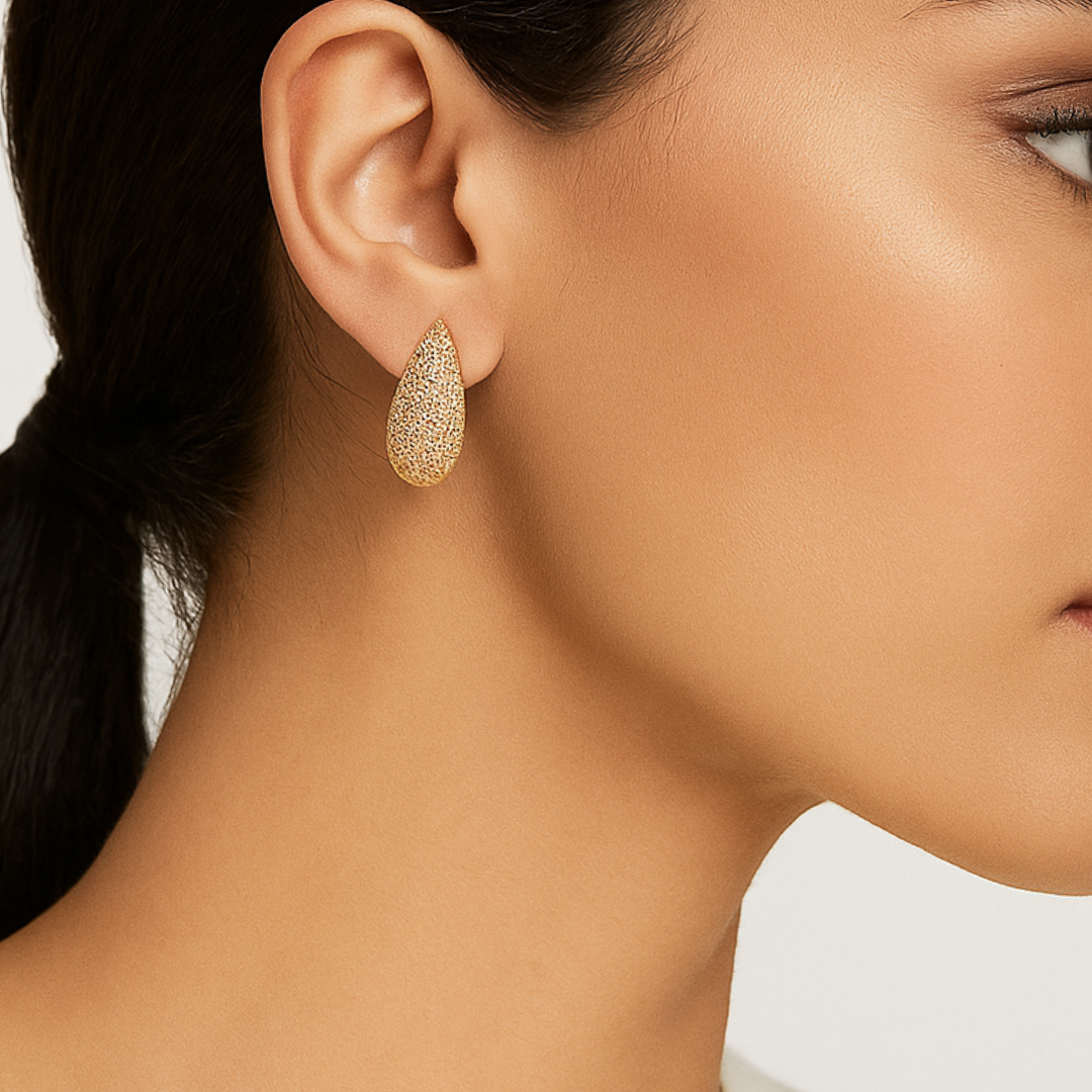 Gold Teardrop Pave Earrings