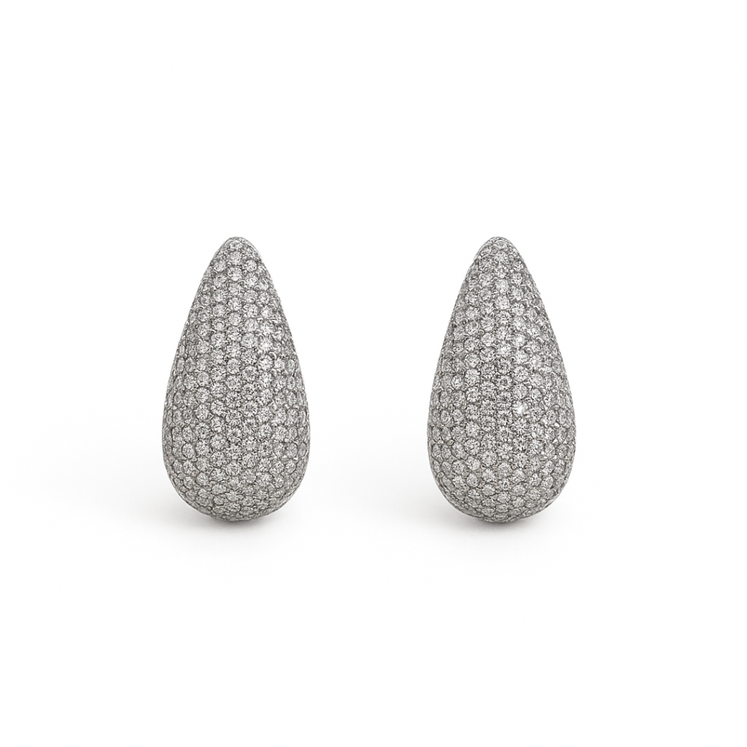 Gold Teardrop Pave Earrings