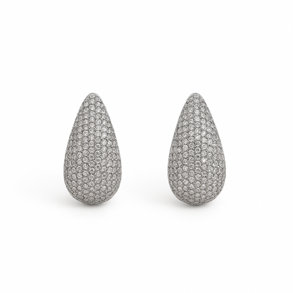 Gold Teardrop Pave Earrings