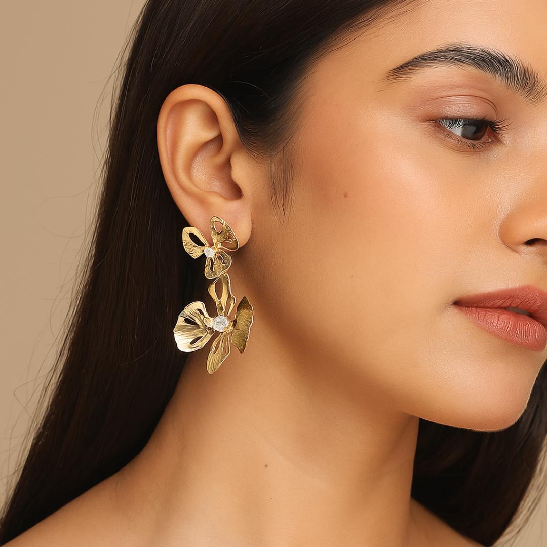 Floral Bloom Statement Drop Earrings