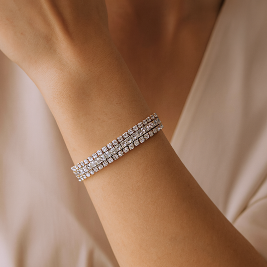 3-Row Crystal Tennis Bracelet