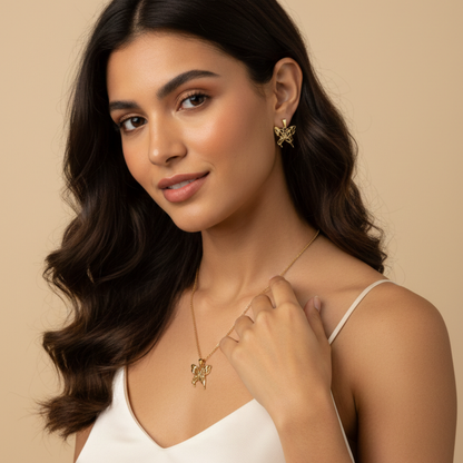 Flutter Muse Necklace & Stud Earrings Set