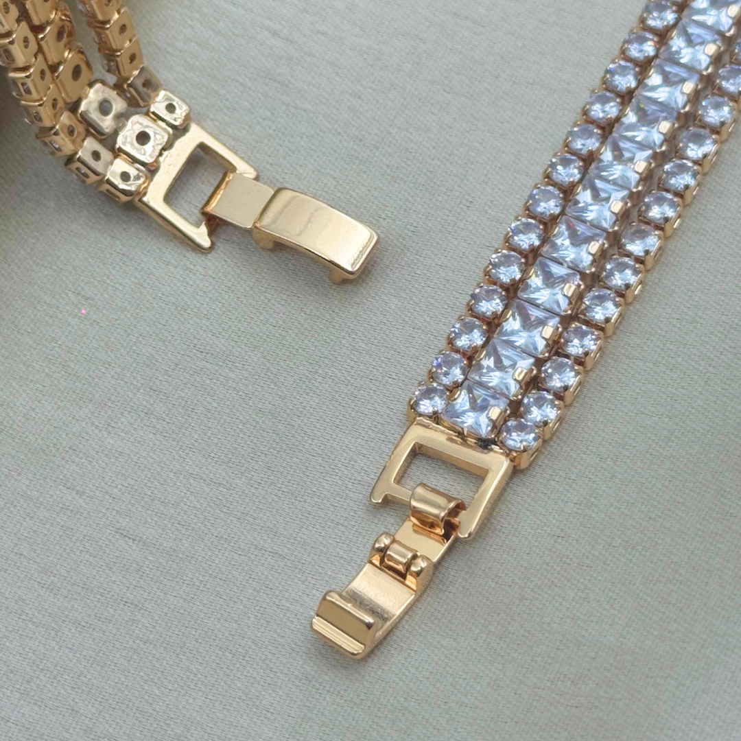 3-Row Crystal Tennis Bracelet