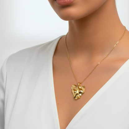 Molten Heart Necklace & Stud Earrings Set