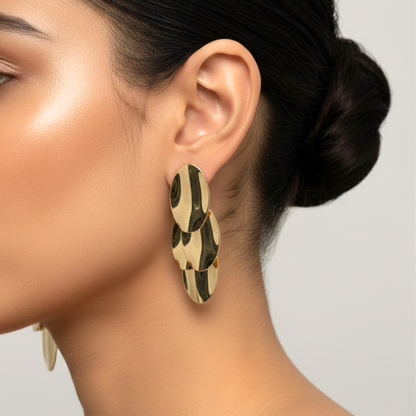 Layered Disc Drop Earrings