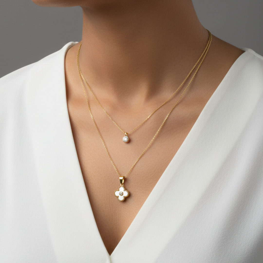 Radiant Clover Layered Necklace