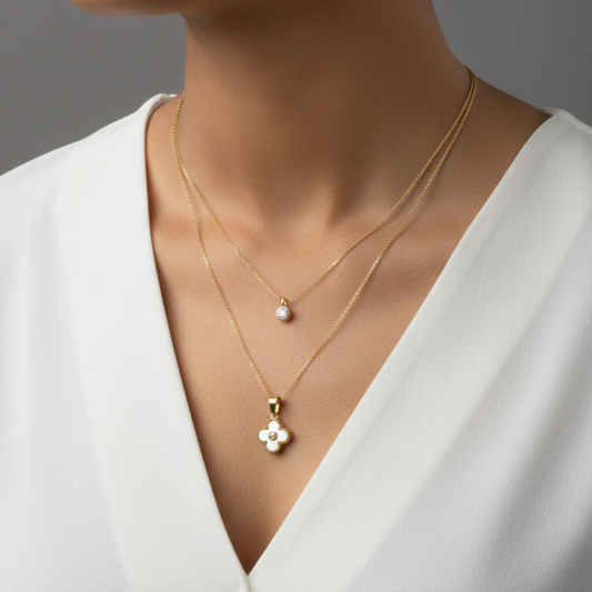 Radiant Clover Layered Necklace