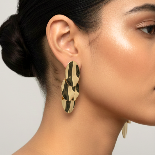 Layered Disc Drop Earrings