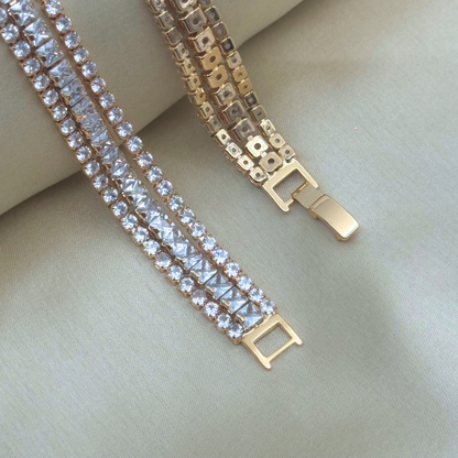 3-Row Crystal Tennis Bracelet