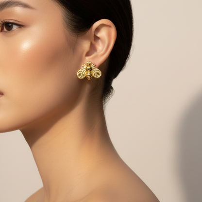 Golden Bee Stud Earrings