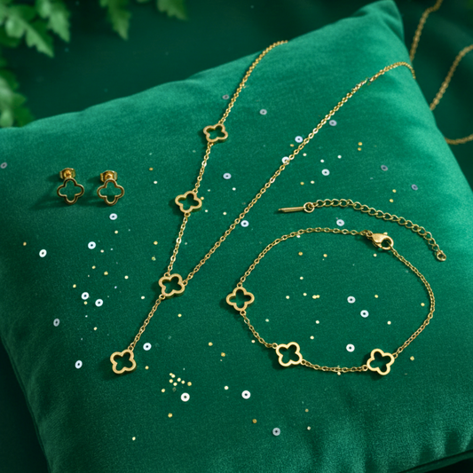 Clover Chain Harmony Set (Necklace, Bracelet & Earrings)