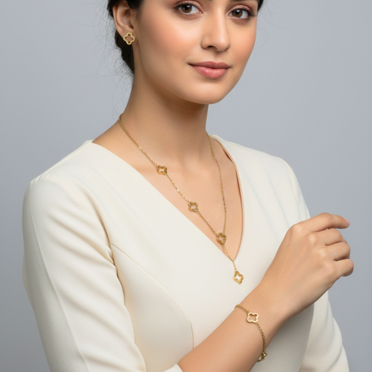 Clover Chain Harmony Set (Necklace, Bracelet & Earrings)