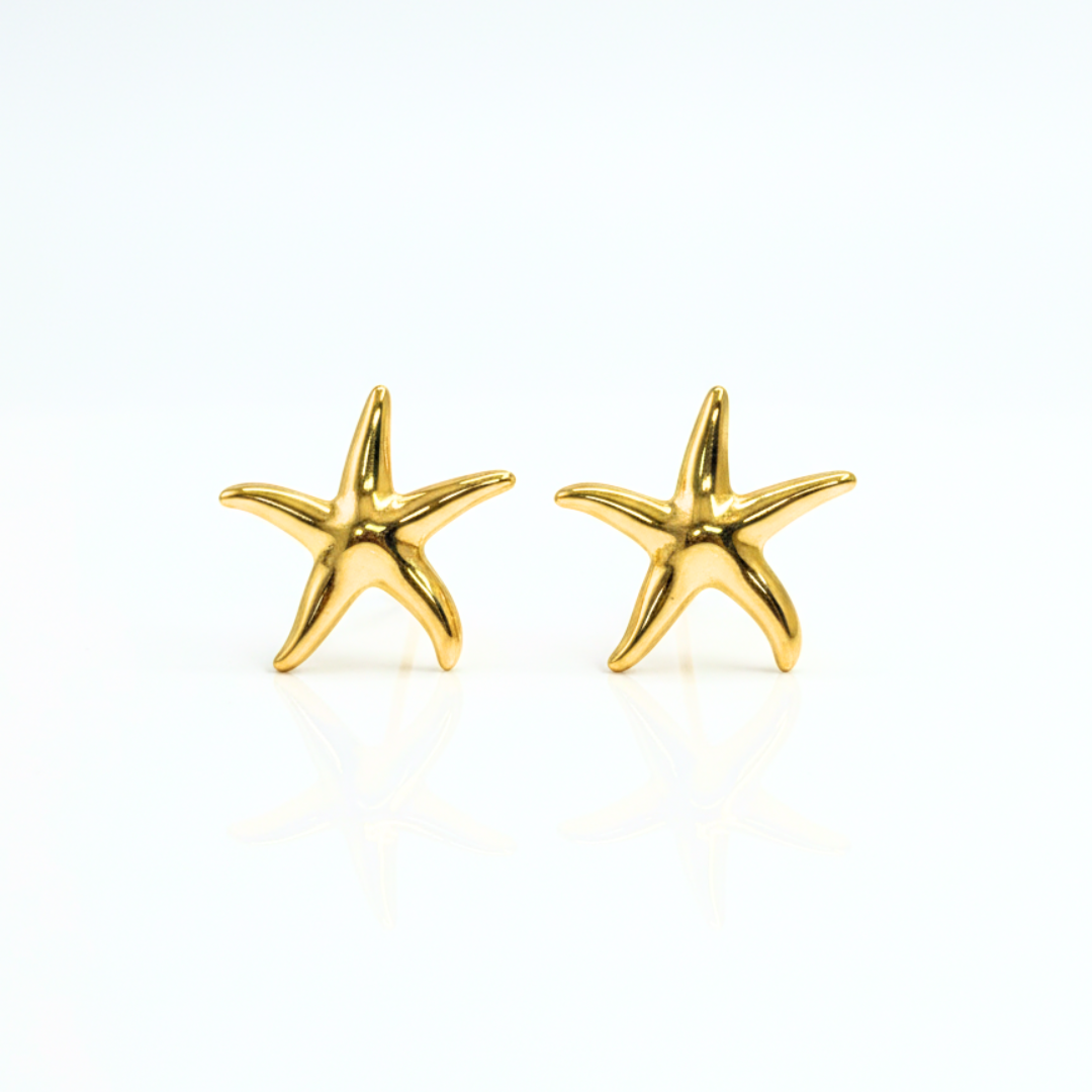 Golden Starfish Stud Earrings