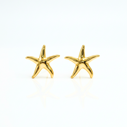Golden Starfish Stud Earrings
