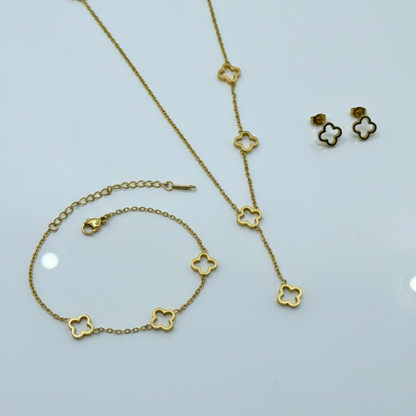Clover Chain Harmony Set (Necklace, Bracelet & Earrings)