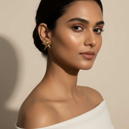 Golden Starfish Stud Earrings