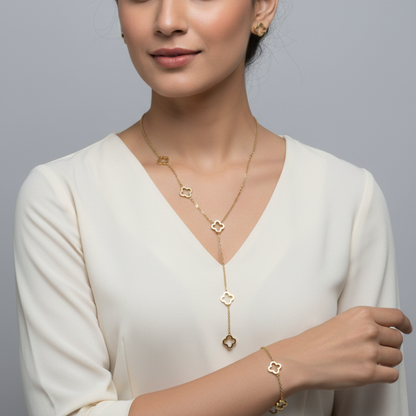 Clover Chain Harmony Set (Necklace, Bracelet & Earrings)