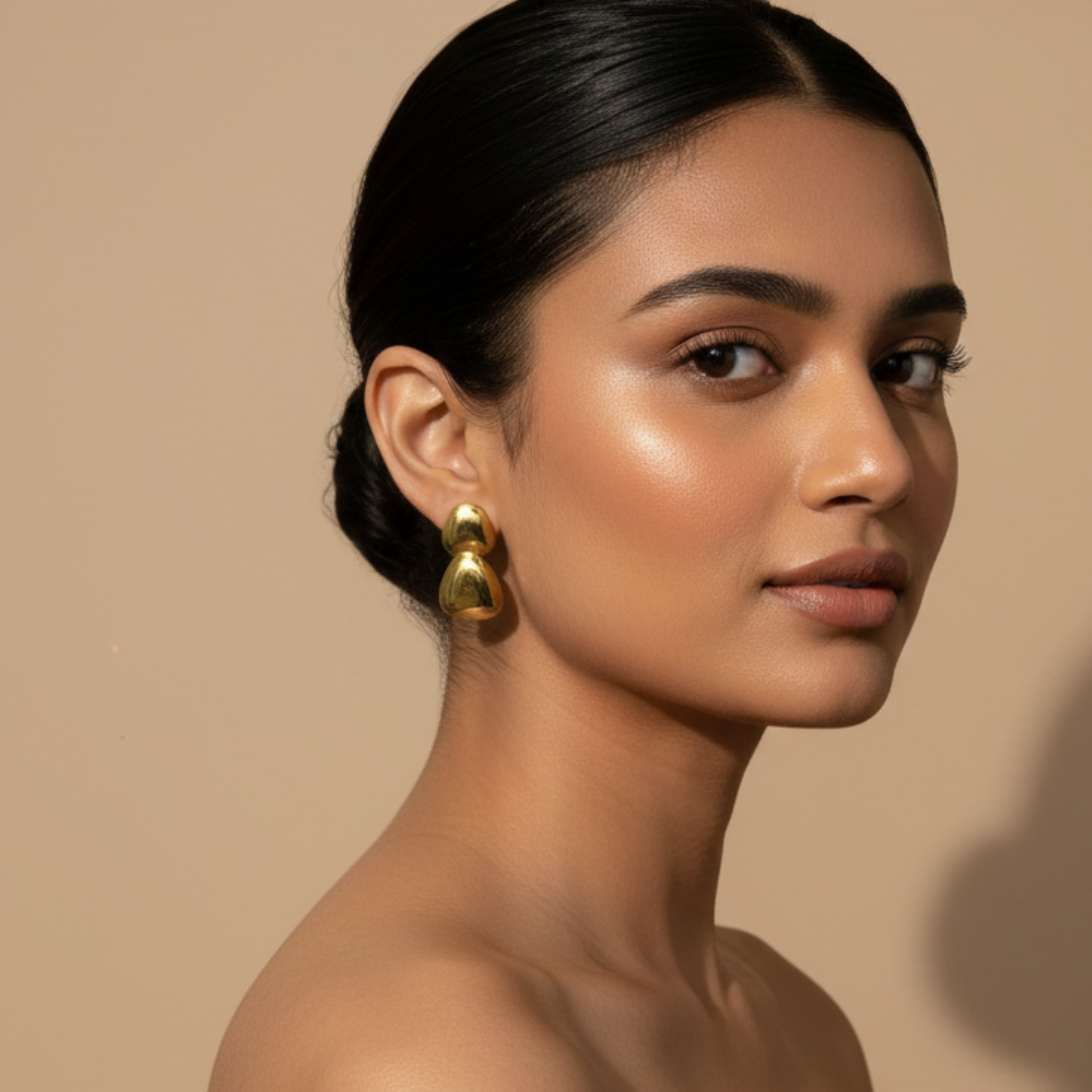 Molten Gold Stud Earrings