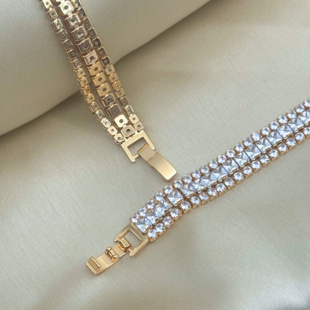 3-Row Crystal Tennis Bracelet