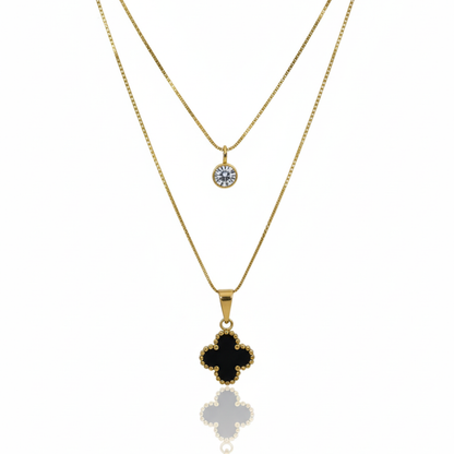 Noir Clover Layered Necklace