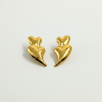 Fluid Heart Drop Stud Earrings
