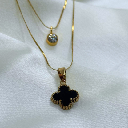 Noir Clover Layered Necklace