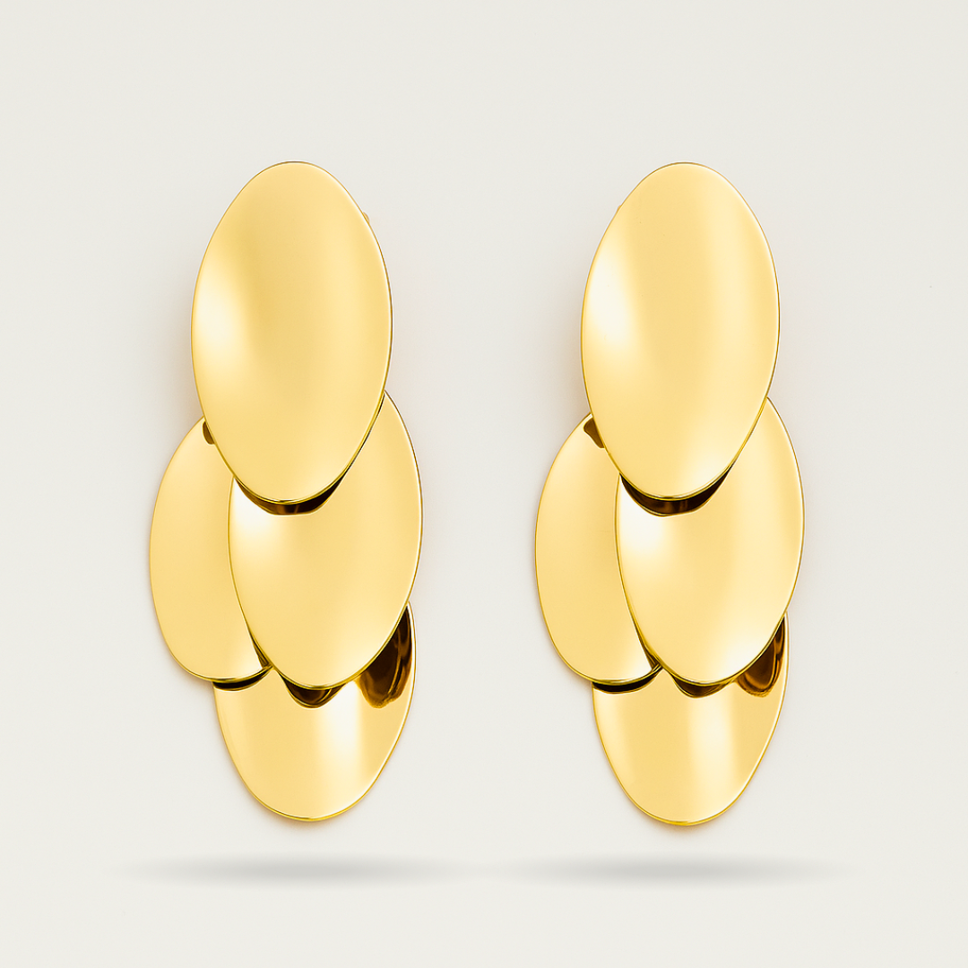 Layered Disc Drop Earrings