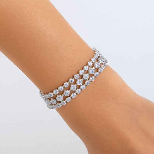 Triple Row Crystal Lattice Bracelet