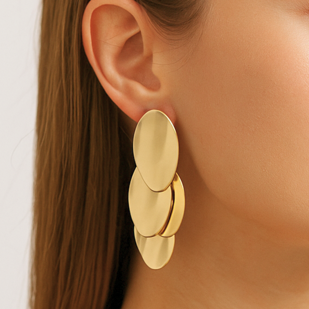 Layered Disc Drop Earrings