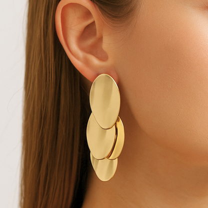 Layered Disc Drop Earrings