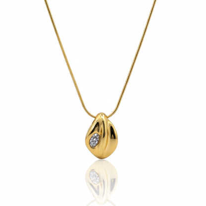 Teardrop Pendant with CZ Stone Necklace