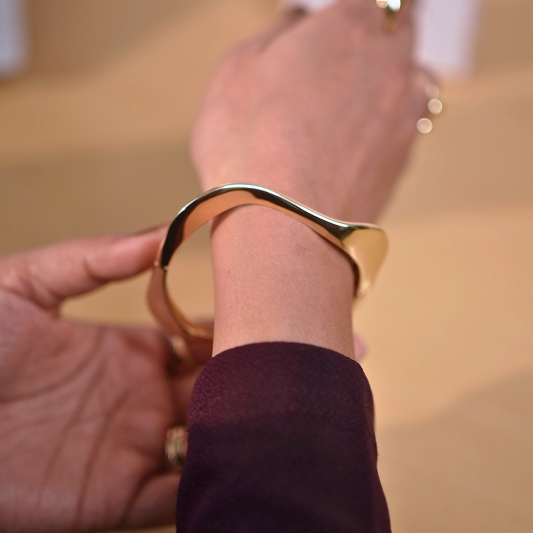 Fluid Wave Open Cuff Bracelet