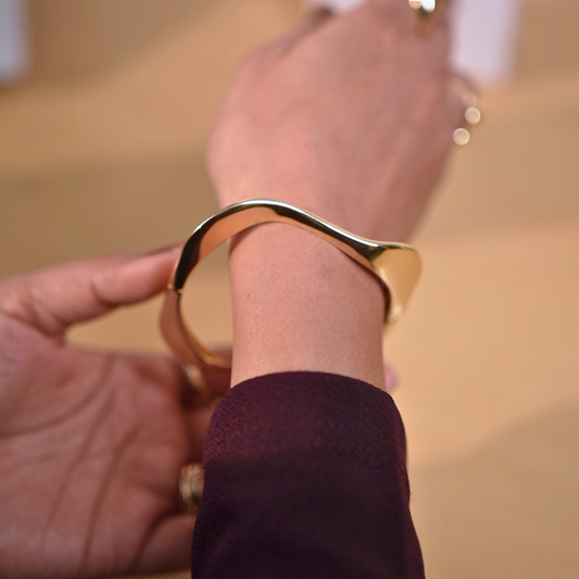 Fluid Wave Open Cuff Bracelet
