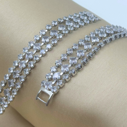 Triple Row Crystal Lattice Bracelet