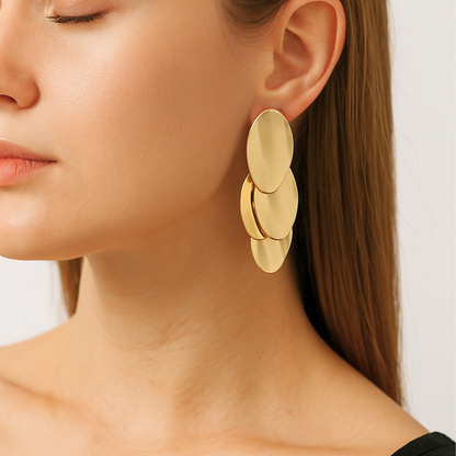 Layered Disc Drop Earrings