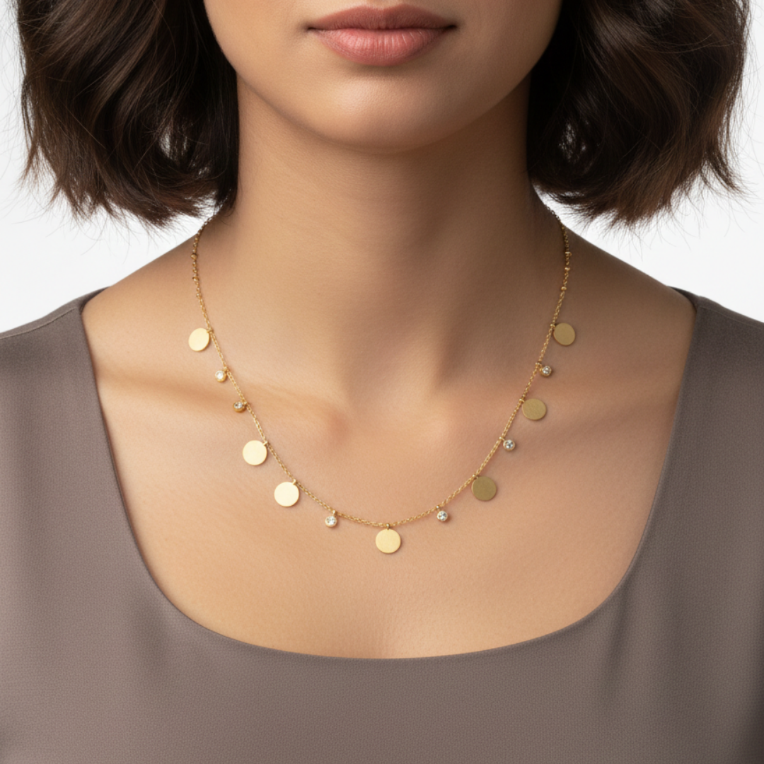 Celeste Disc Charm Necklace